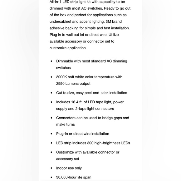 🆕 Commercial Electric 16 ft. LED AC Dimmable White Tape Light Kit - Picture 8 of 16